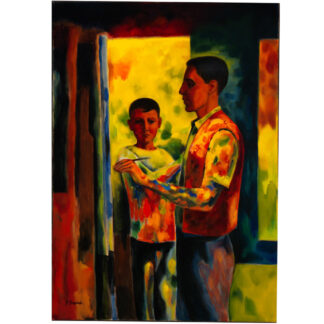 #0020 "Artist Painting with Son" by Gordon B. Evans
