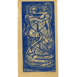 Louis Monza Blue Linocut "The Lovers" 1966