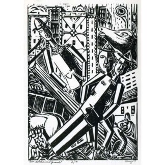 Louis Monza: Tin Soldiers and Generals (1958) 2 of 10 Linocut