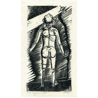 Louis Monza Linocut "A Peg-Legged Man"